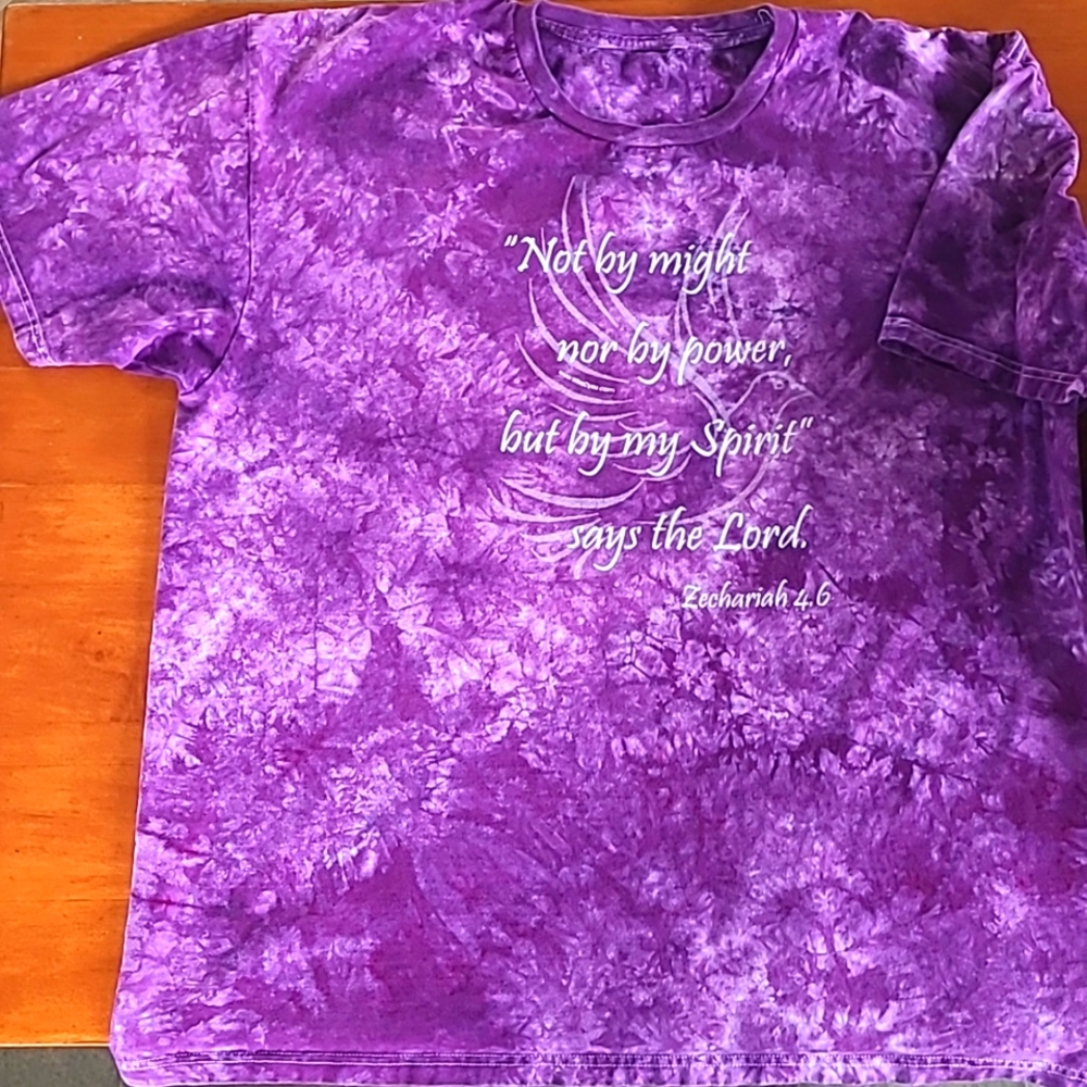 Oversize purple Tye-dye T-shirt with scripture